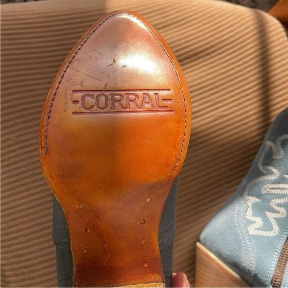 CORRAL Blue Suede Leathr Embroidered Western/Cowboy Pointed Toe Boots Size 7 NIB - Picture 6 of 9